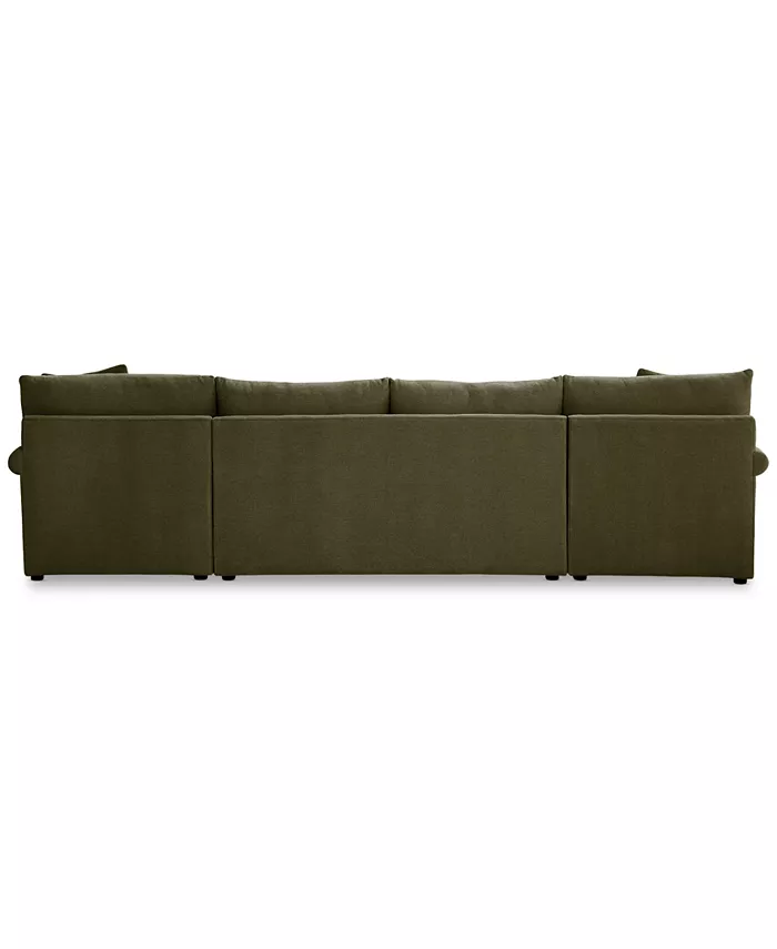 Furniture Wrenley 134 3-Pc. Fabric Sectional Chaise Sleeper Sofa