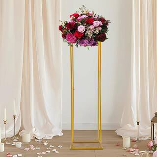 YIYIBYUS 70.86 in. Tall IndoorOutdoor Gold Metal Column Flower Plant Stand (1-Tiered) OT-ZJGJ-5173