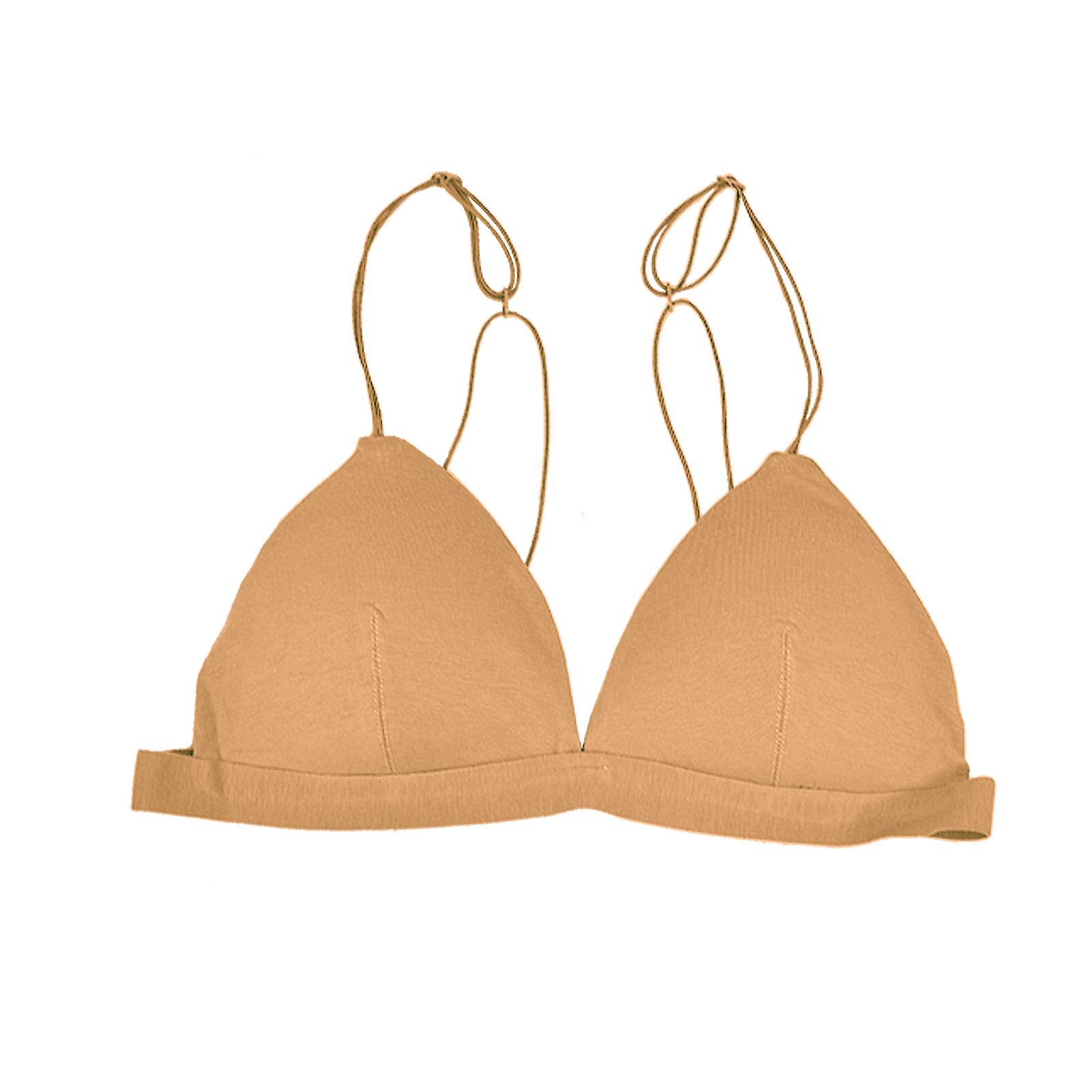 Triangle Cups Bralette V Neck Wireless Bras Simple Padded Everyday Bra For Womenyellow Xl