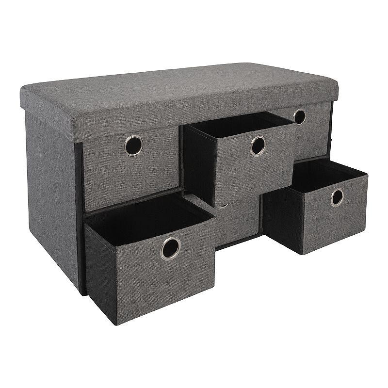 Simplify Six Drawer Collapsible Double Storage Ottoman