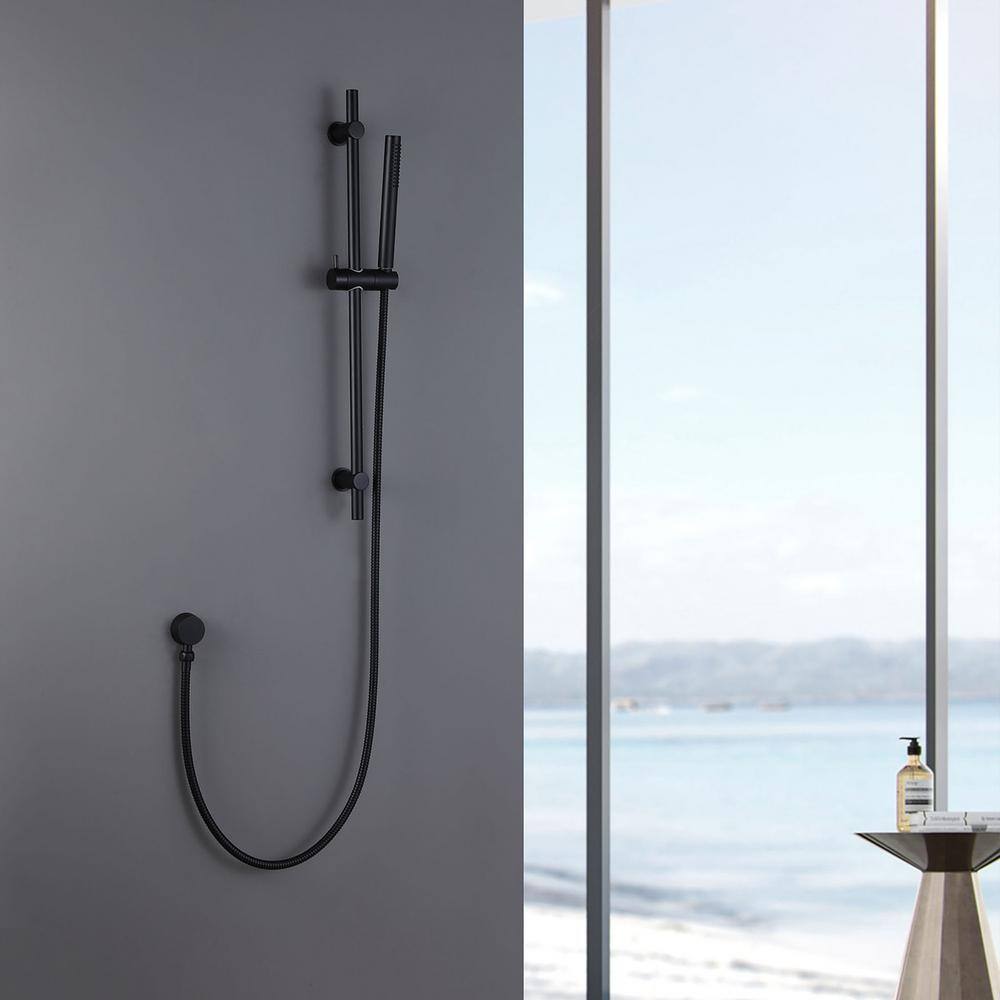 matrix decor 1-Spray Patterns 8.66 in. Wall Mount Handheld Shower Head with Slide Bar in Matte Black MD-RCS91001MB