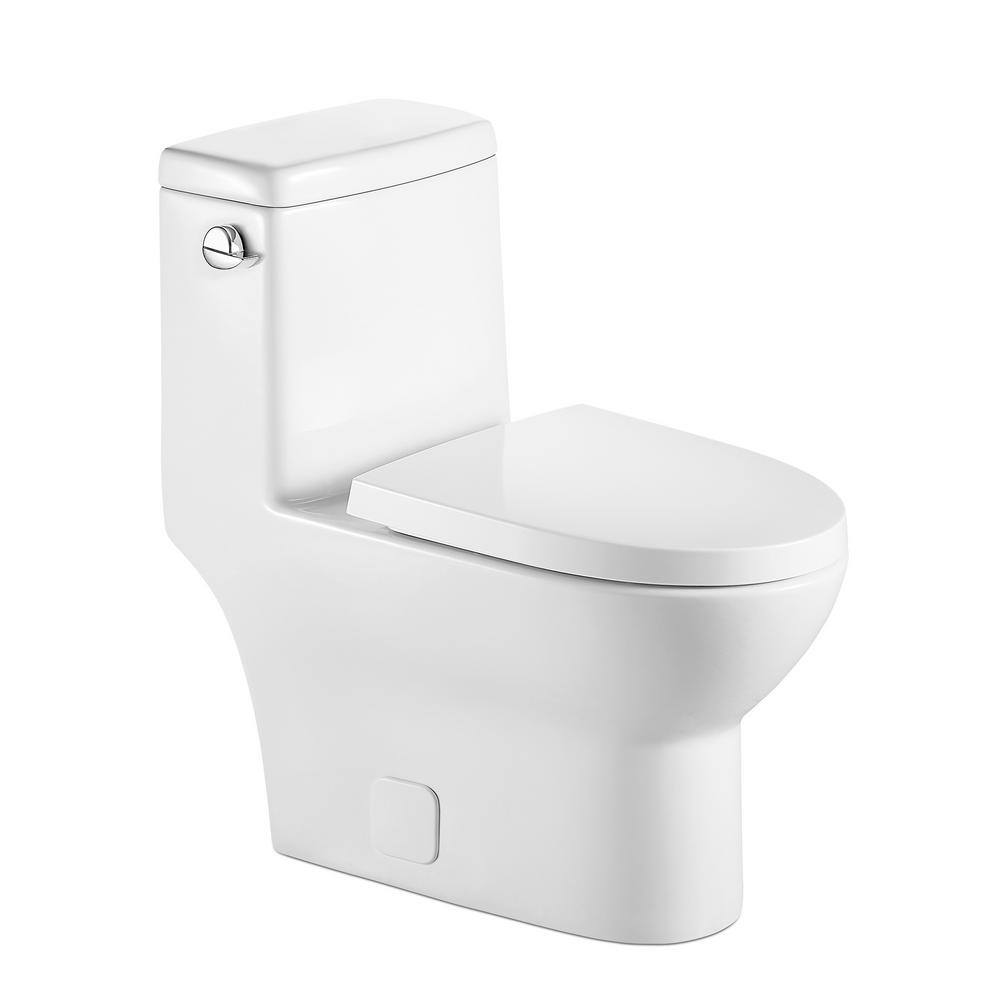 12 in. Rough-In 1-piece 1.281.1 GPF Single Flush Elongated Toilet in White Seat Included AL102MTPB