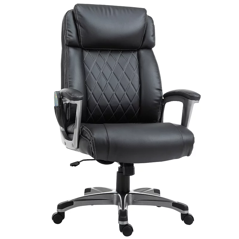 Vinsetto High Back 6 Point Massage Home Office Chair Swivel Faux Leather Task Chair with Headrest and Padded Armrests Black