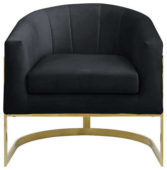 Traxmon Velvet Upholstered Accent Chair In Black Velvet   Contemporary   Armchairs And Accent Chairs   by BisonOffice  Houzz