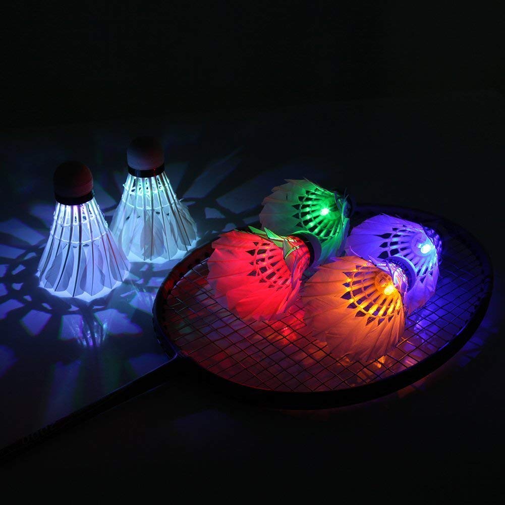 Kevenz 6 Pieces LED Shuttlecock Badminton Shuttlecocks Set Dark Night Glow Birdies Lighting