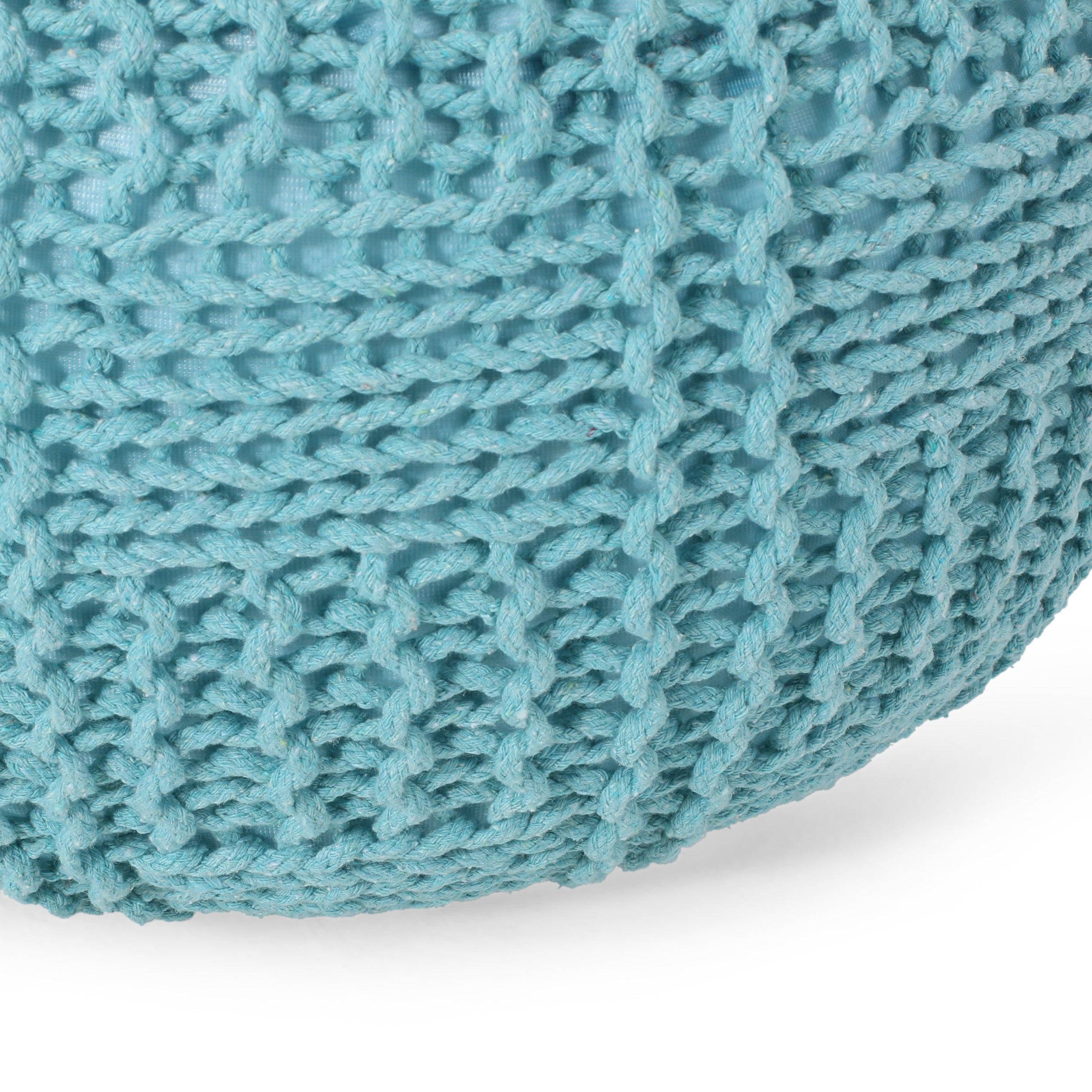 Sardis Modern Knitted Cotton Round Pouf