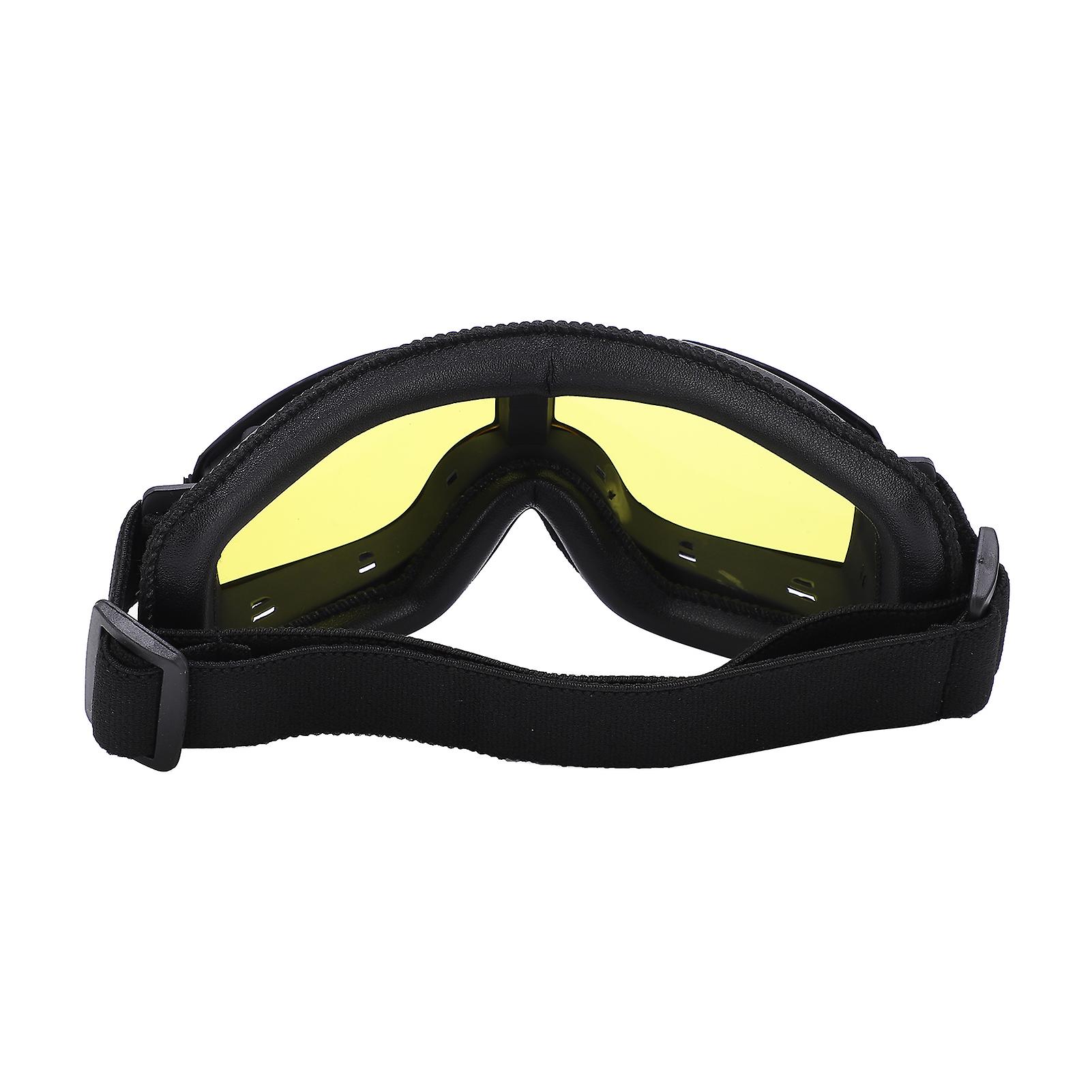 Wind Sand Protection Motorcycle Glasses Adjustable Tightness Outdoor Motocross Gogglesblack Frame Yellow Lens