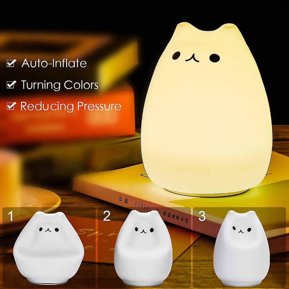 Led Cat Night Lights， Touch Control Dimmable Night Light， Rechargeable Silicone Table Night Light For Nursery Baby Toddler And Teen Room Decor