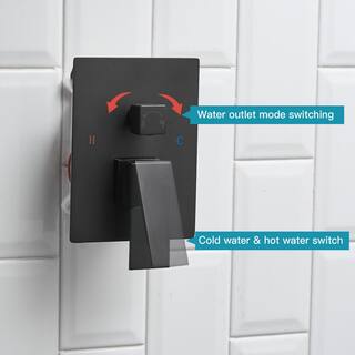 KINWELL 12 In 0-Jet Luxury Rain Mixer Shower Combo Set Wall with Pressure Balance Valve In Matte Black UCA-95012-Black