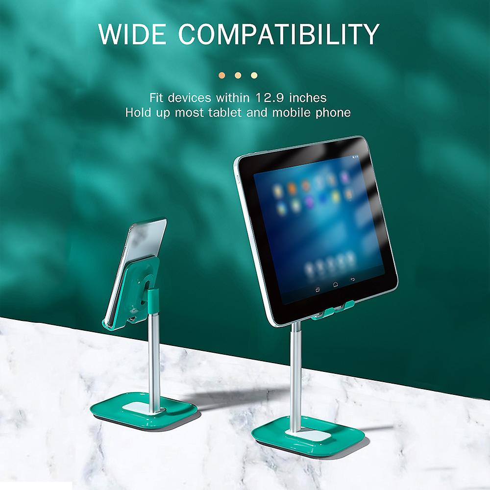 Green Desk Cell Phone Stand Desktop Mobile Phone Holder Angle Adjustable Height Adjustment Compatible With Smartphone Tablets Within 12.9-in