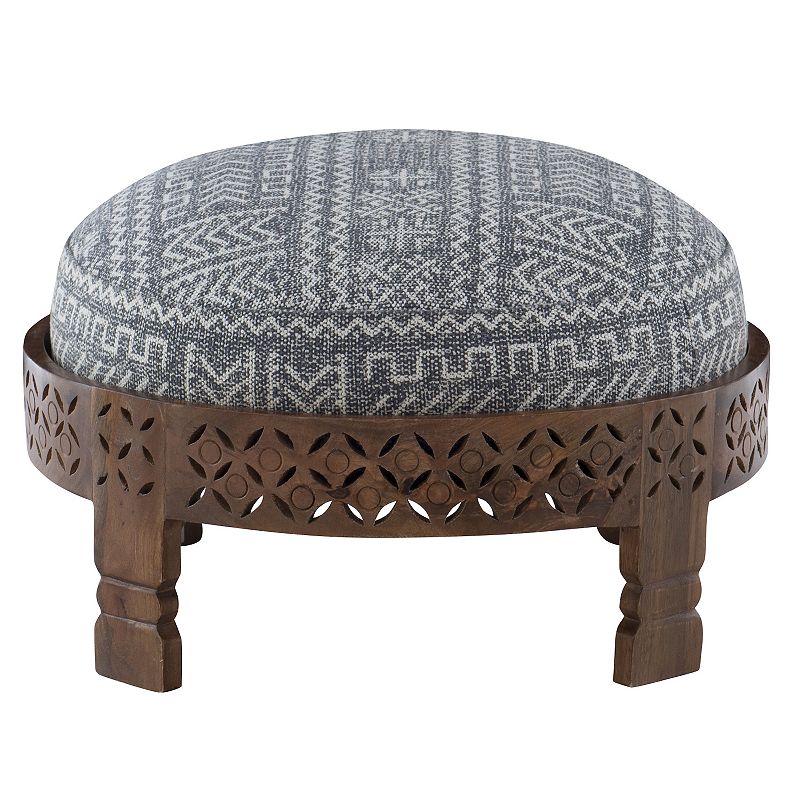 Linon Geometric Round Ottoman