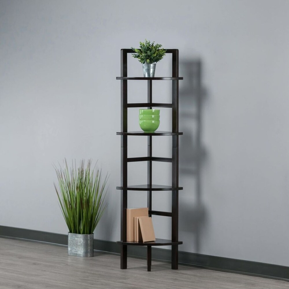 Modern Corner Bakers Rack Coffee Finish