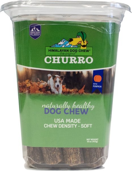 Himalayan Pet Supply Pumpkin Churro Dental Dog Treats， 16-oz tub