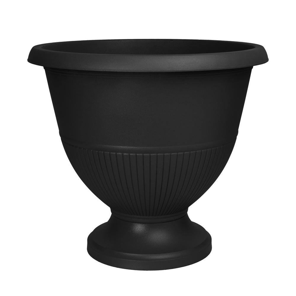 Vigoro 15 in. Solana Black Resin Urn Planter (15 in. D x 13 in. H) DU1871F