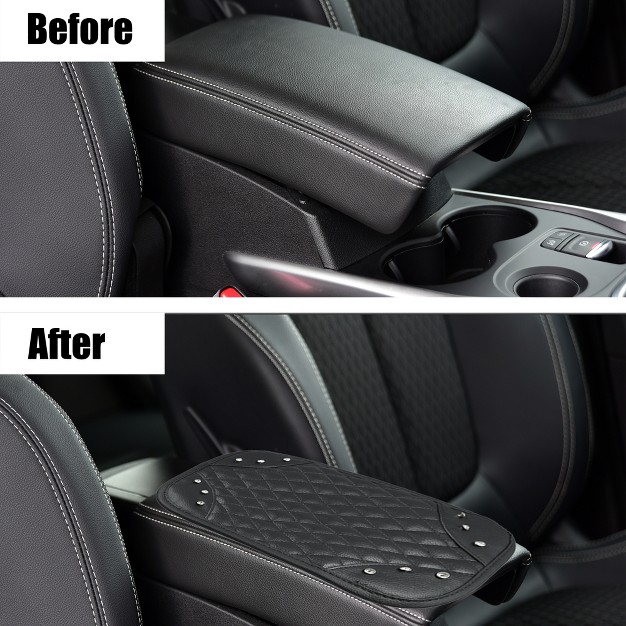 Unique Bargains Waterproof Faux Leather Bling With Rhinestone Universal Car Center Console Cover Black