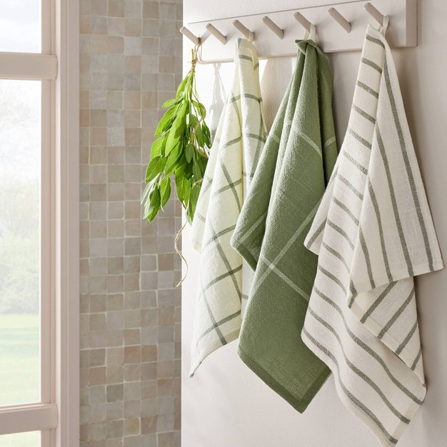 3pk Kitchen Towels Sage Green