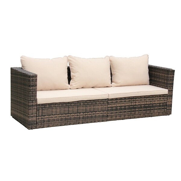 4 Pieces Outdoor Wicker Reversible Patio Sectional Sofa Set with Cushions - Overstock - 36046245