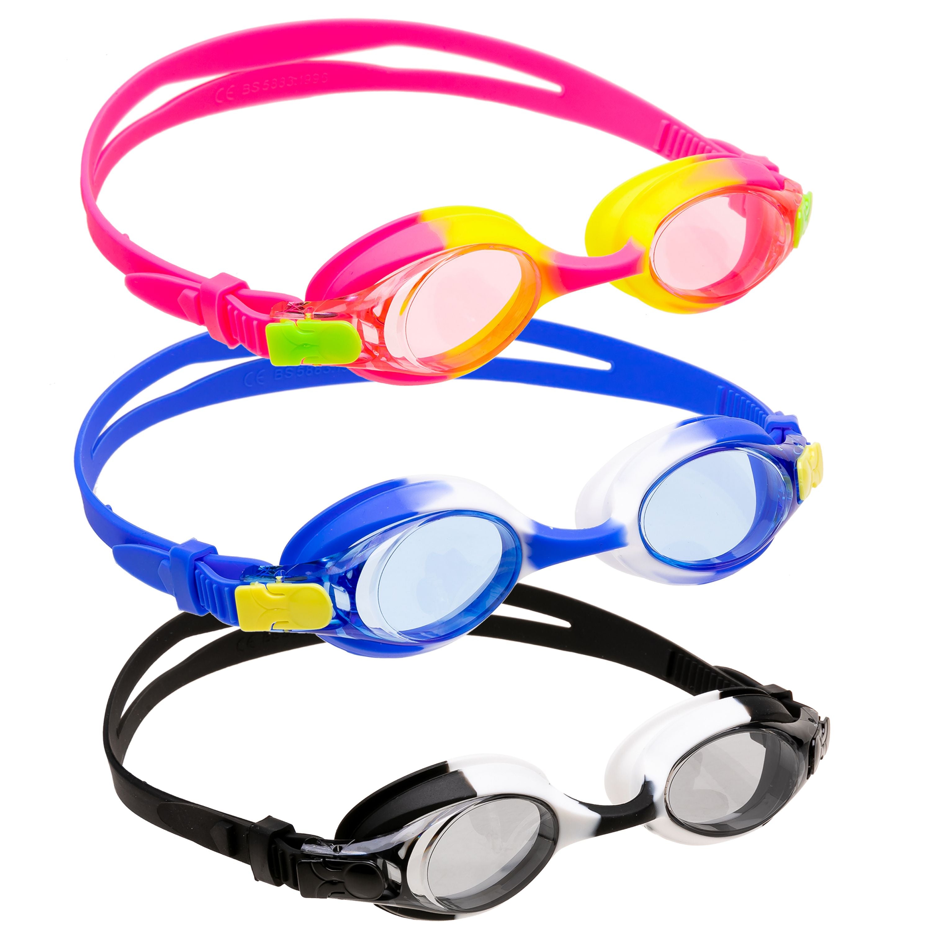 Clearance - Kids Swim Goggle (Blue, Black & Pink), 3 Pack