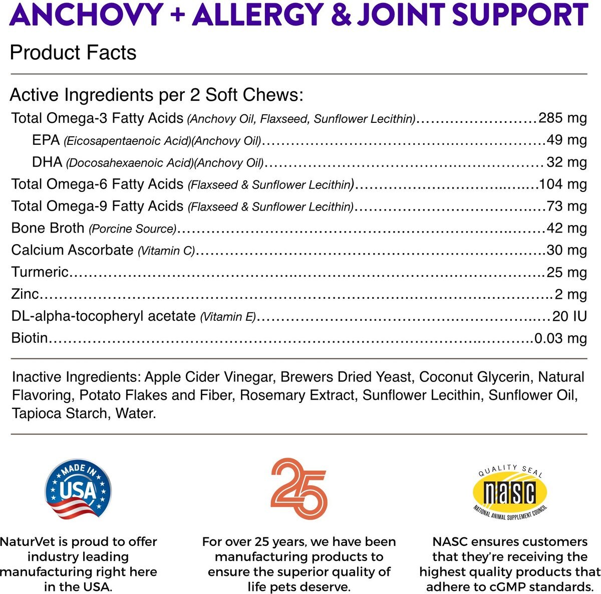 NaturVet Evolutions Anchovy + Allergy Support Soft Chews Dog Supplement