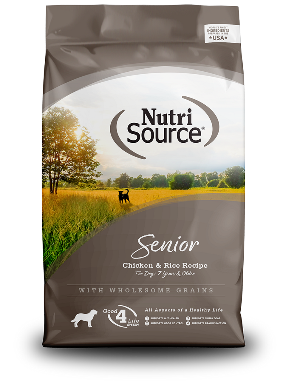 NutriSource Senior Chicken and Rice Recipe Dry Dog Food， 15 Lbs.