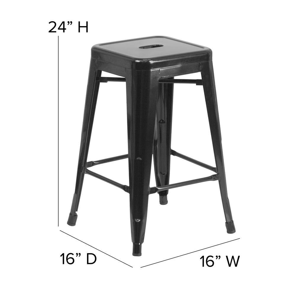 Flash Furniture 24 in. Black Metal Bar Stool CH3132024BK