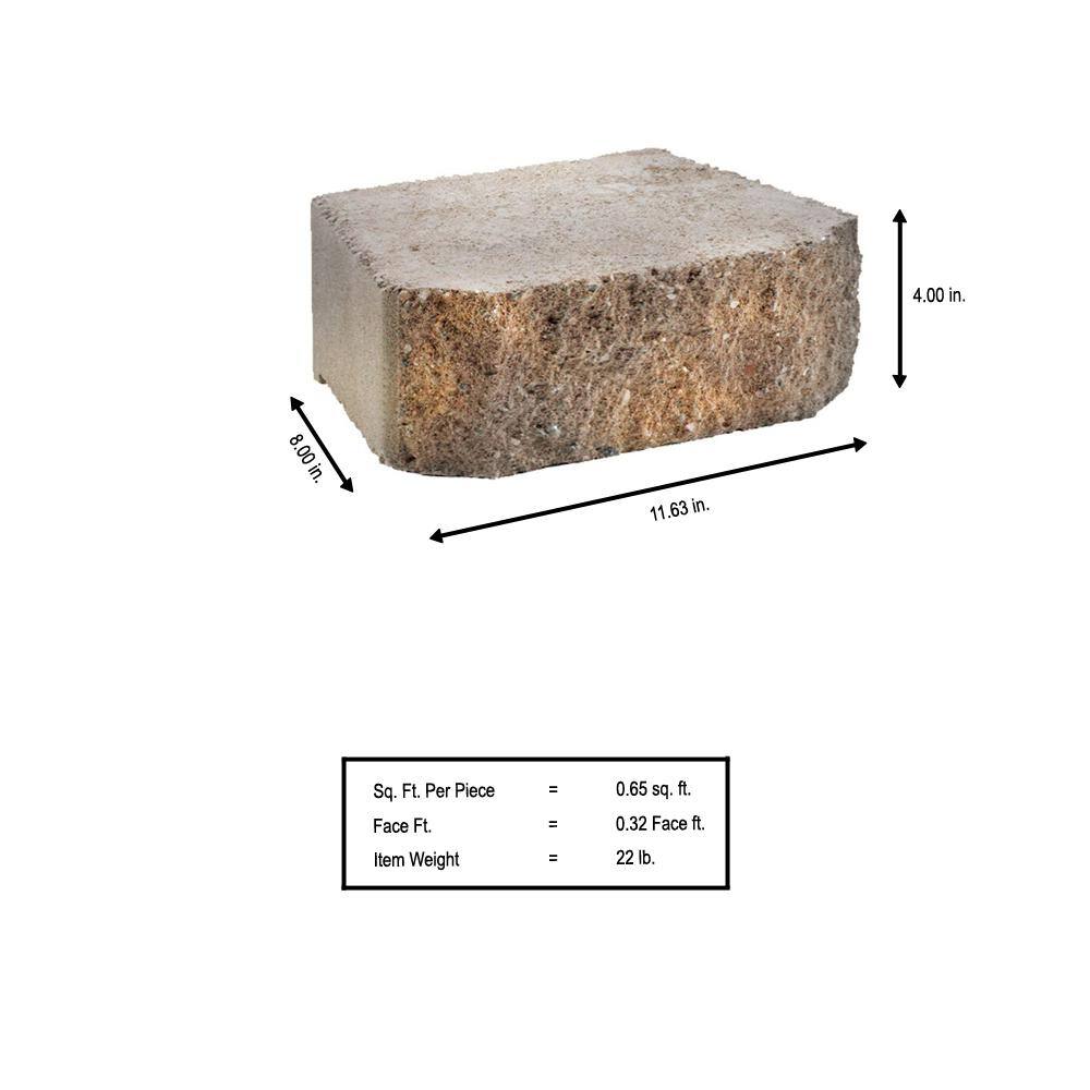 Anchor Windsor Stone 4 in. x 11.75 in. x 8 in. BrownBuff Concrete Retaining Wall Block (126-Piece Pallet) 16201624