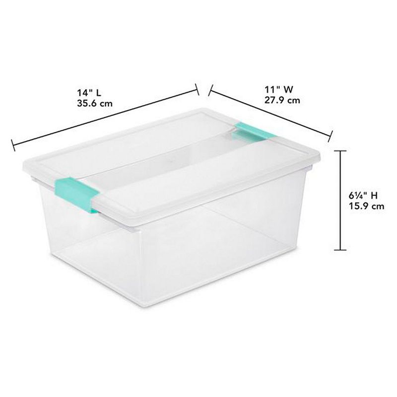 Sterilite Deep Plastic Stackable Storage Bin w/ Clear Latch Lid， Clear (4 Pack)