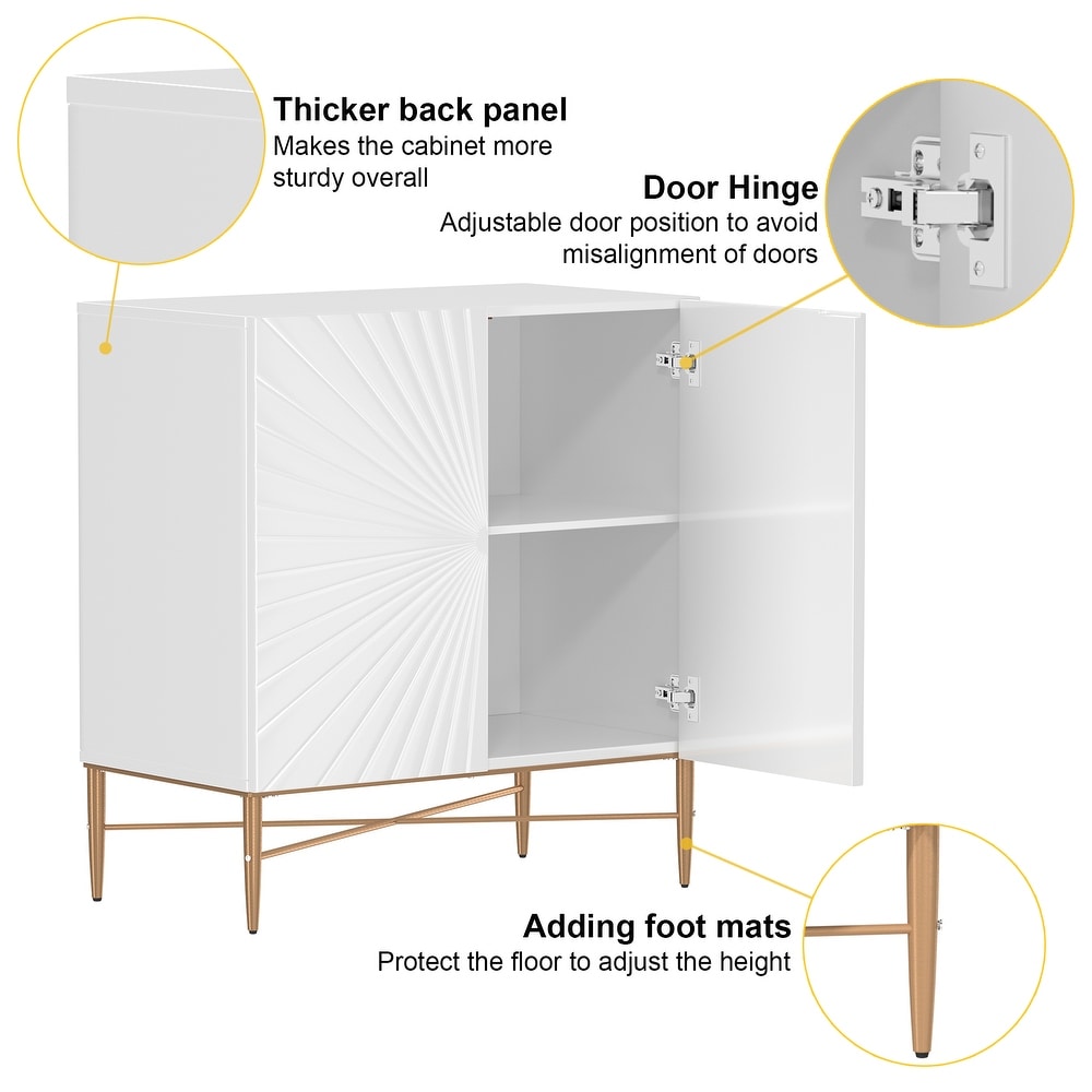 Clihome 2 Door Vintage Wood Media Storage Accent Cabinet