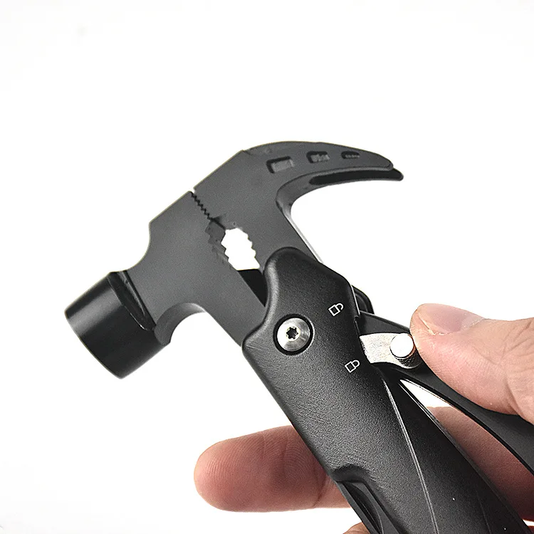 Outdoor portable tool knife pliers mini crook hammer pliers multi purpose folding ground nail hammer Camping tent accessories