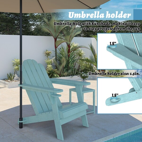 Casainc Traditional Curveback Plastic Patio Adirondack Chair with Cup Holder and umbrella holder Outdoor