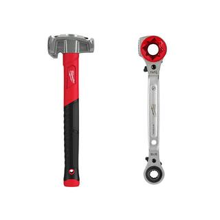 MW 36 oz. 4-in-1 Lineman s Hammer with Lineman's 5-i-1 Ratcheting Wrench with Milled Strike Face 48-22-9040-48-22-9216M