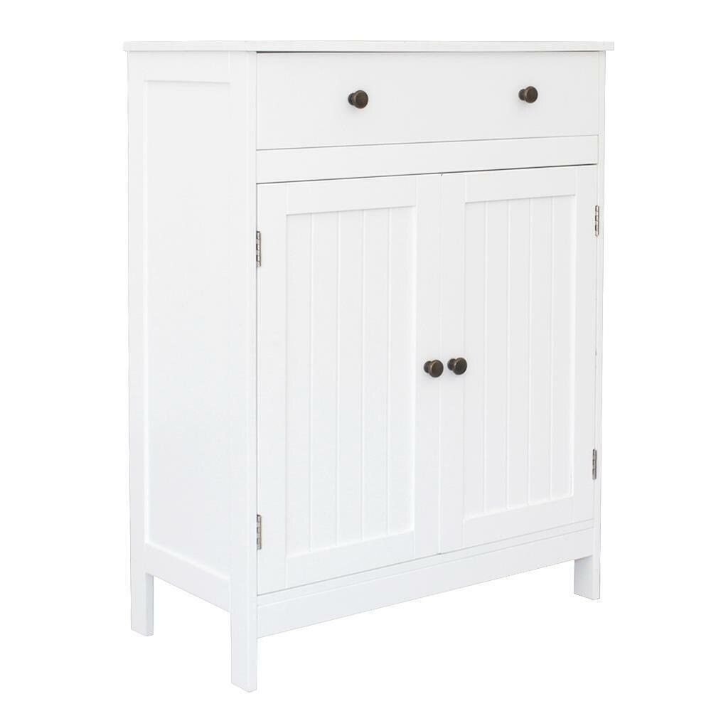 White Wooden Floor Cabinet Home Kitchen Storage with Shelves