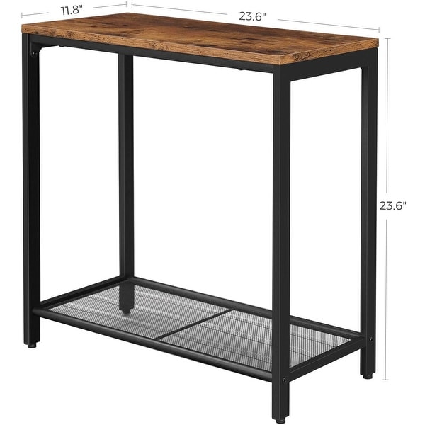 VASAGLE Industrial Side Table， Narrow End Table with Mesh Shelf， Nightstand - 23.62