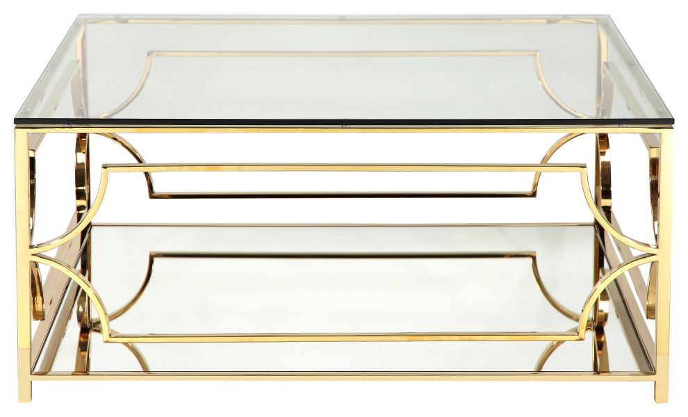 Z Edward Square Coffee Table Gold   Coffee Tables   by Pangea Home  Houzz