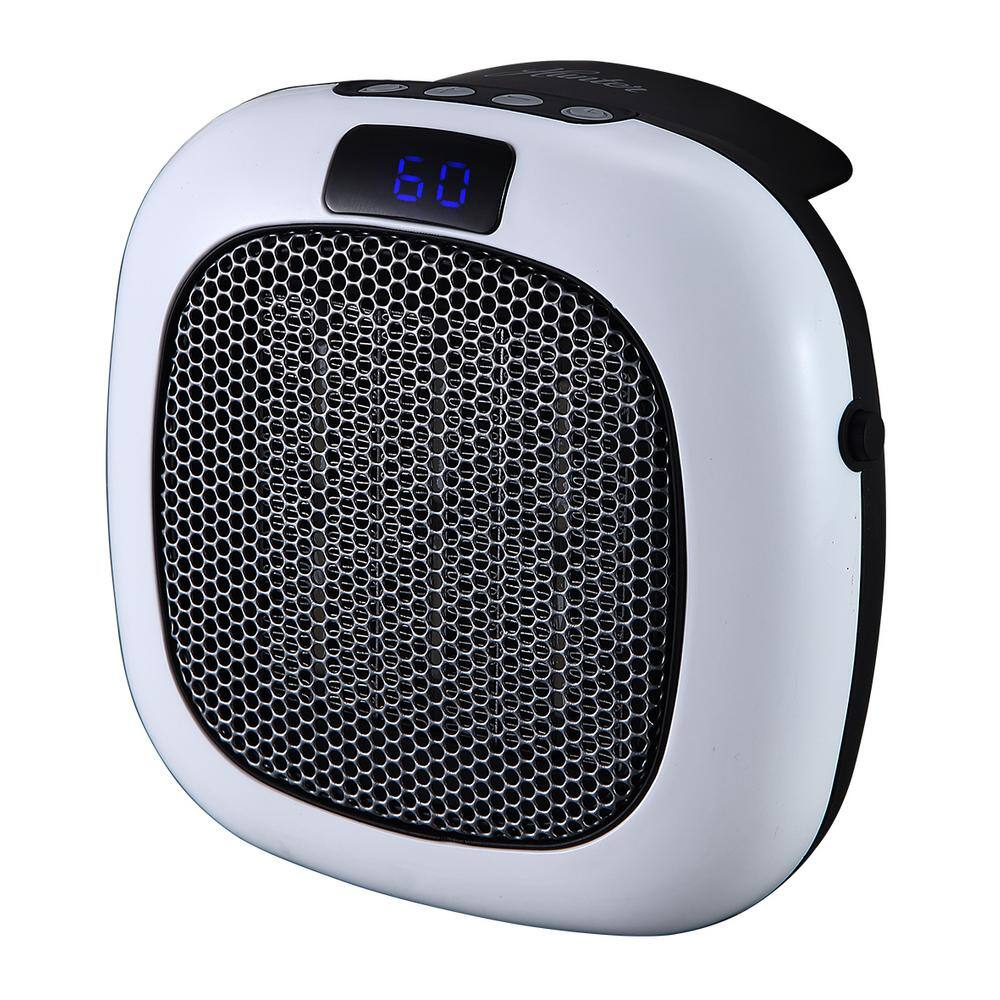 Hunter Deluxe Plug-in 750-Watt Ceramic Electric Space Heater with Remote Control 73027-WH