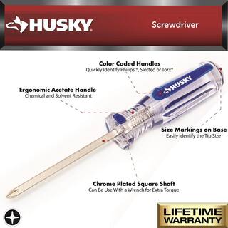 Husky #2 x 4 in. Square Shaft Standard Phillips Screwdriver H2X4PHSD