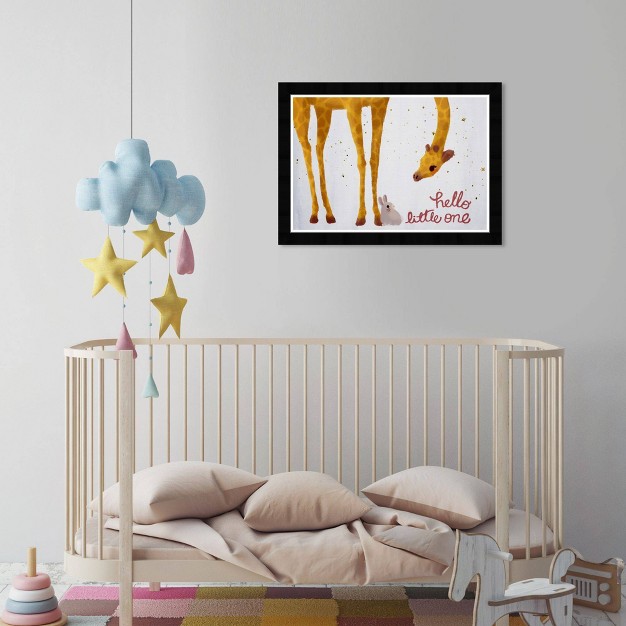 X 15 quot Hello Little One Giraffe Bunny Animals Framed Art Print Wynwood Studio