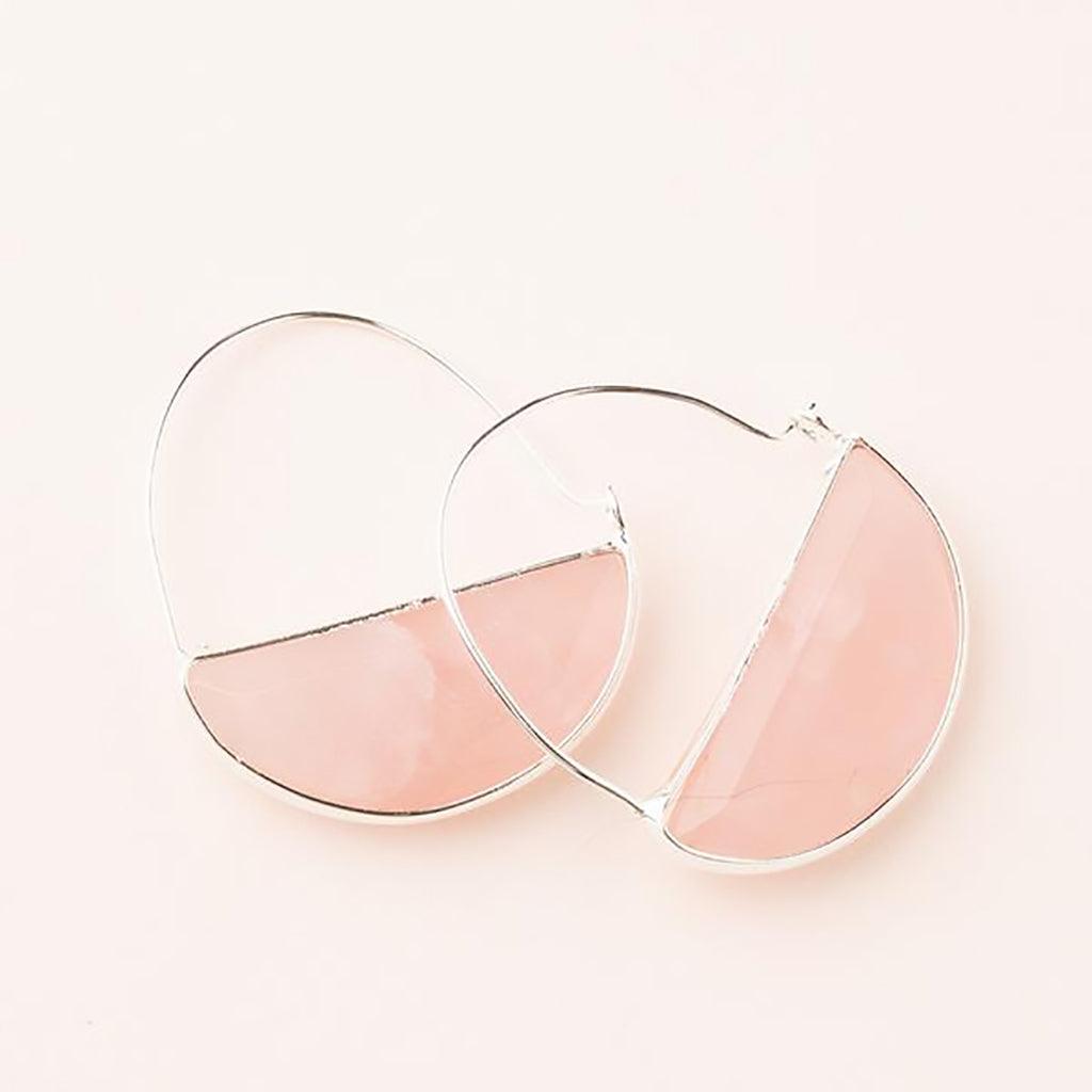 Scout Curated Wears   Stone Prism Hoop - Rose Quartz/Silver