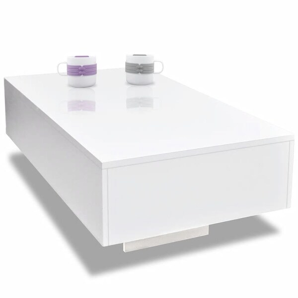 Coffee Table High Gloss， Side Table Living Room Home Furniture White 33.5