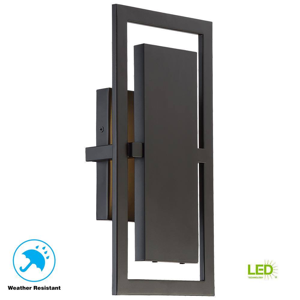 Home Decorators Collection Railford 1-Light Oil Rubbed Bronze Outdoor Integrated LED Wall Lantern Sconce with Etched Lens 23741