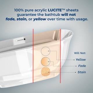 Streamline 67 in. Acrylic Flatbottom Non-Whirlpool Bathtub in Glossy White with Brushed Gold Drain and Overflow Cover N622BGL