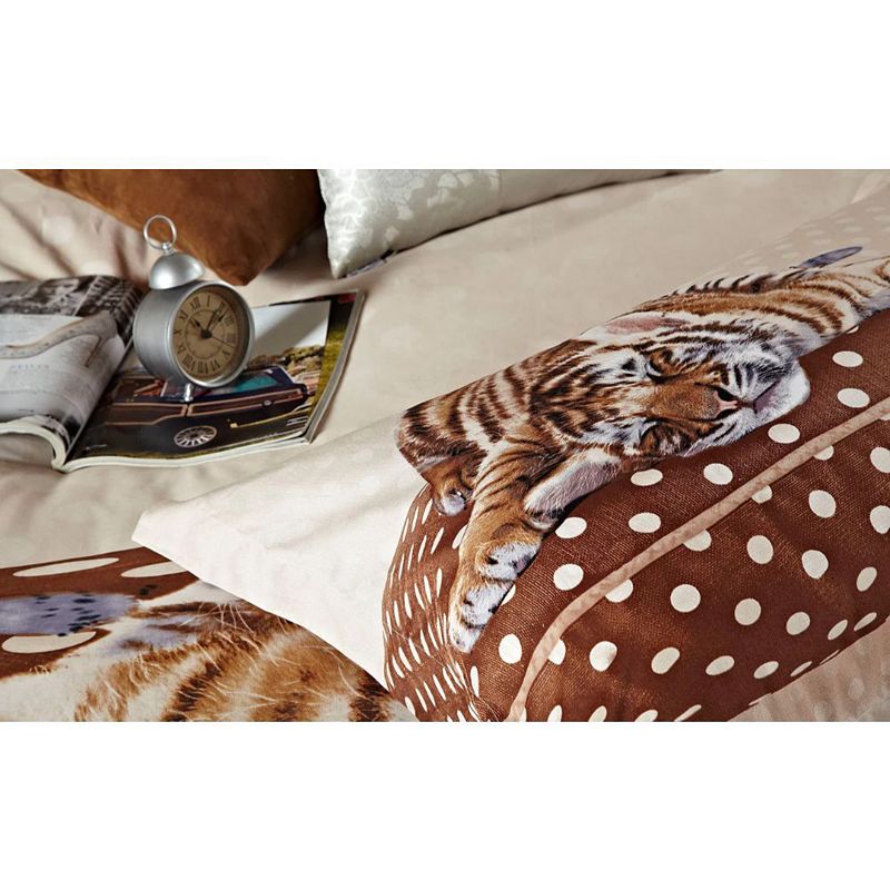 Dolce Mela Twin Size Duvet Cover Sheets Set， Sleepy Tiger