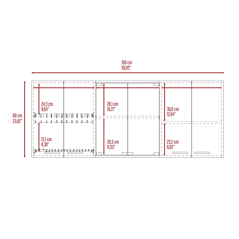 Home Square 2-Piece Set with Wall Cabinet and Kitchen Cart in White