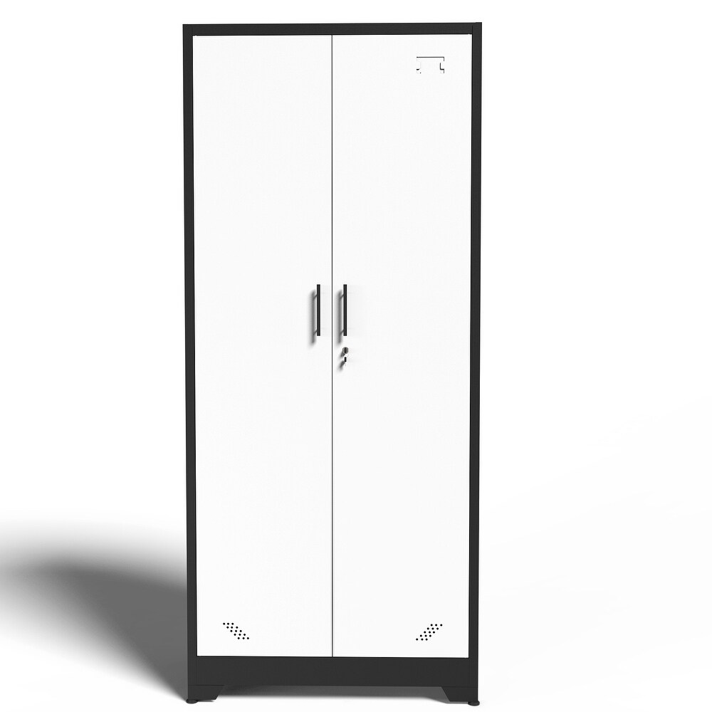 Metal Garage Storage Cabinet with Doors  Lock and Shelves