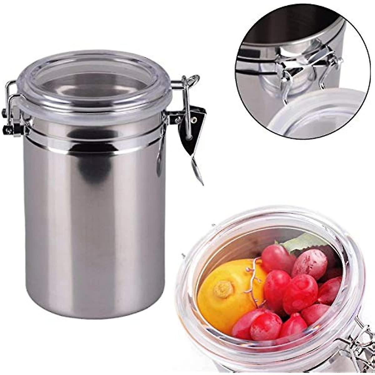 Moonship Kitchen Jar Stainless Steel Food Storage Container - Airtight Storage Container Candy Jar For Whole Grains  Beans  Legumes  Rice  Dried Fruit