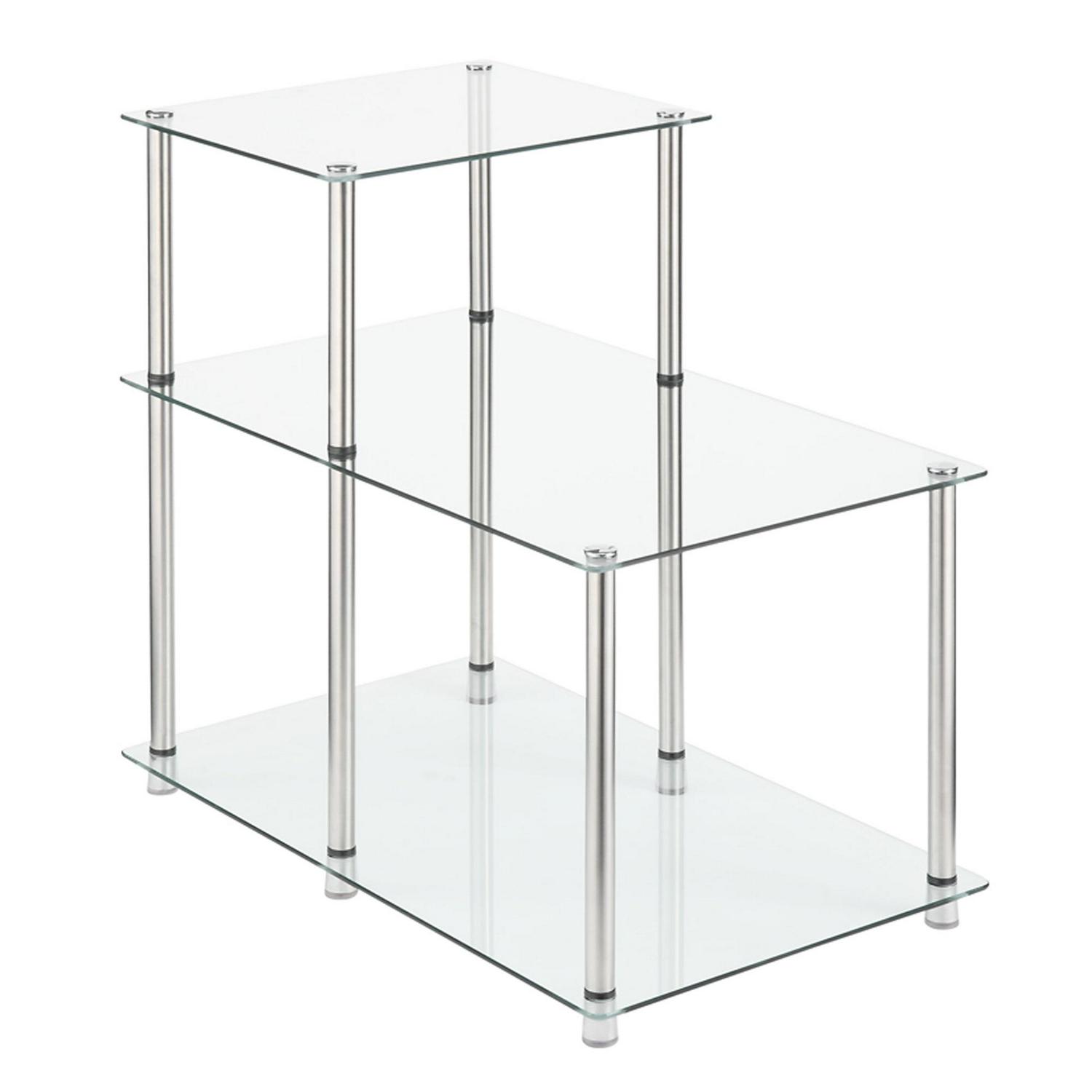 Convenience Concepts Designs2Go No Tools 3 Tier Glass Step End Table