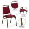 Flash Furniture 4 Pack HERCULES Series Trapezoidal Back Stacking Banquet Chair in Burgundy Fabric - Gold Vein Frame