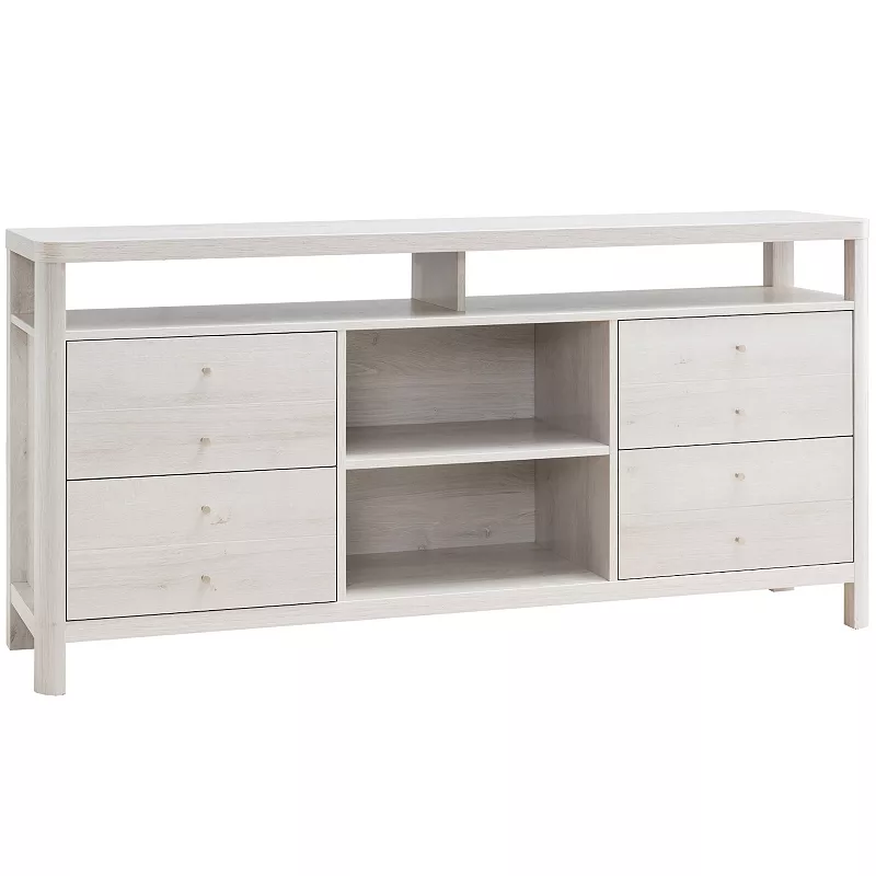 FC Design White Oak TV Stand Buffet with 8 Drawers and 2 Center Shelves