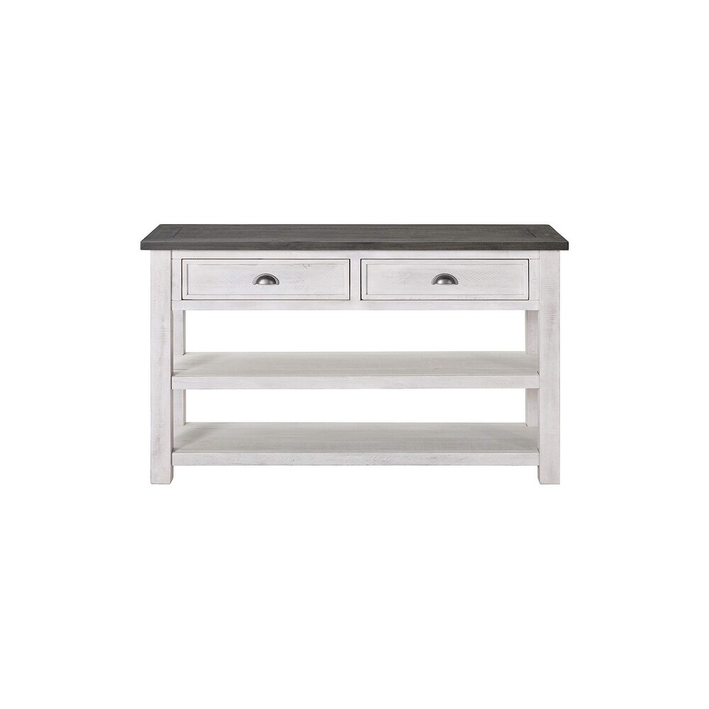 Monterey Solid Wood Sofa Console Table White with Grey Top