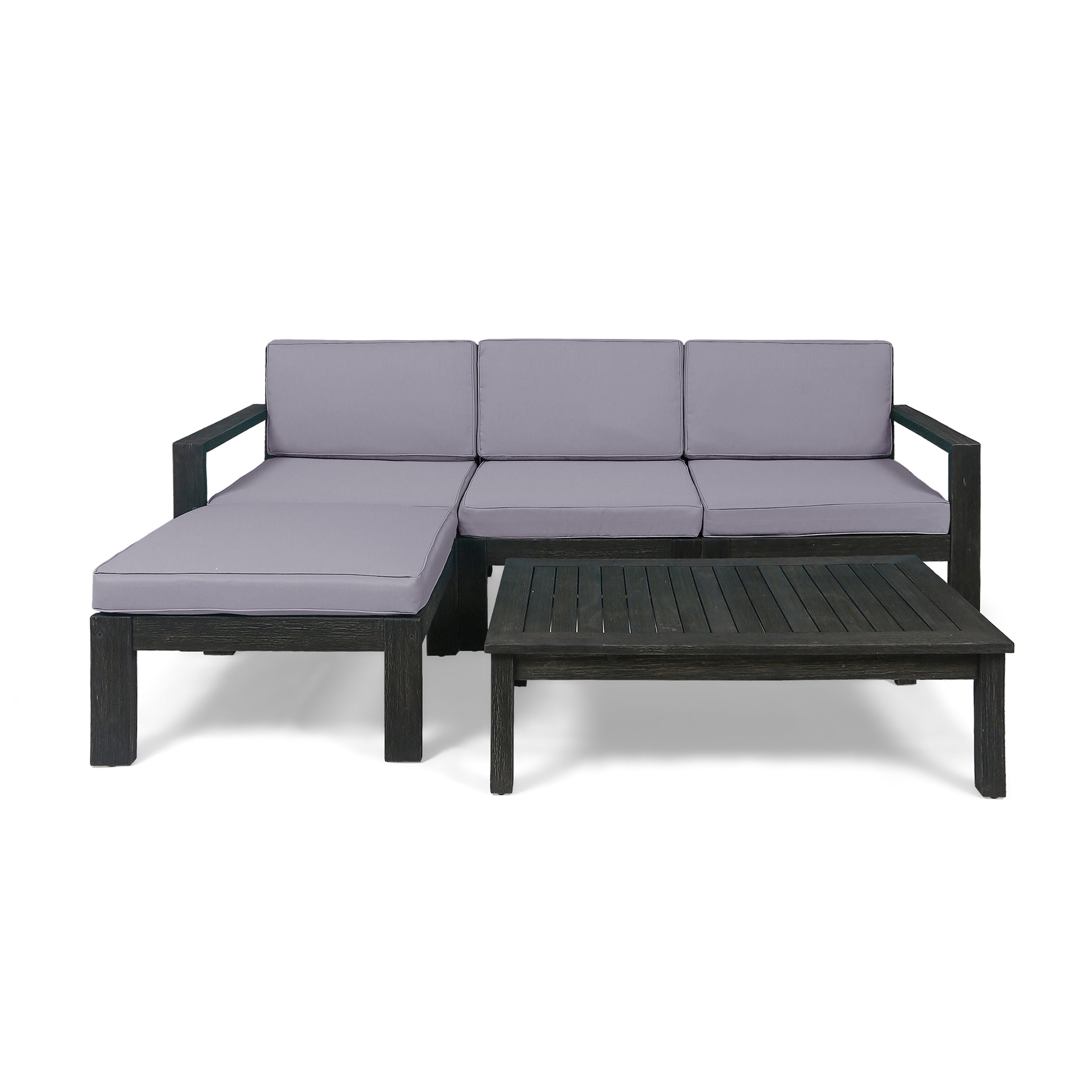 Makayla Ana Outdoor 3 Seater Acacia Wood Sofa Sectional with Cushions